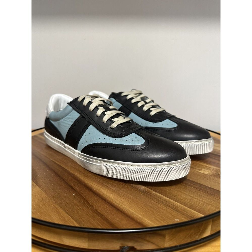 Greats Men's Black and Light Blue Leather Sneakers